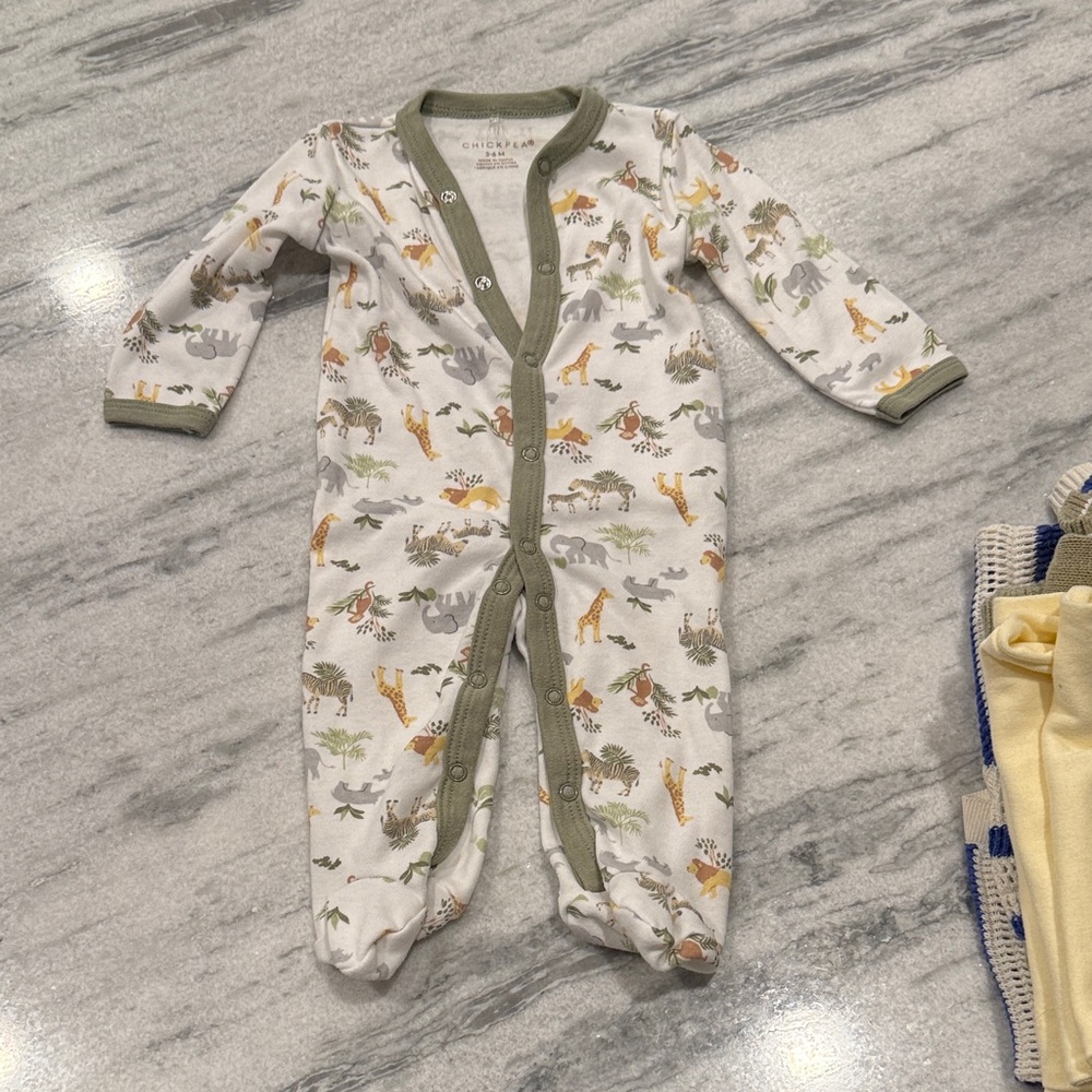 Chick Pea Safari Print Footie One Piece